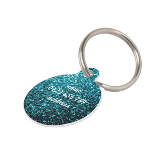 Médaillon Pour Animaux Aqua bleu brillant brille de parties scintillant P