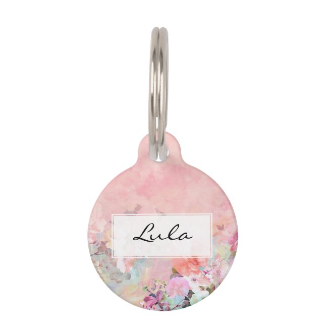 Médaillon Pour Animaux Aquarelle blush tendance ombre floral aquarelle (Devant)