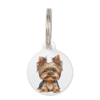 Médaillon Pour Animaux Aquarelle de chien yorkshire terrier |