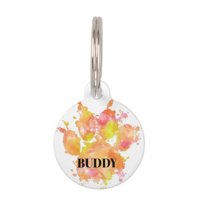 Médaillon Pour Animaux Aquarelle Pawprint de chien (Devant)