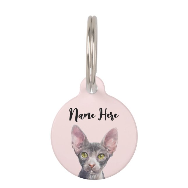 Médaillon Pour Animaux Aquarelle rose mûre Sphynx Chat (Devant)