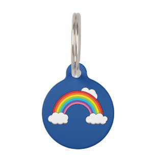 Médaillon Pour Animaux Arc en ciel avec nuages blancs   Personnaliser