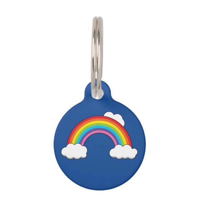 Médaillon Pour Animaux Arc en ciel avec nuages blancs | Personnaliser (Devant)