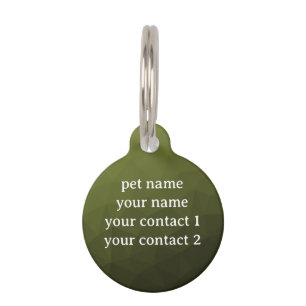 Médaillon Pour Animaux Armée vert olive géométrique messe motif Votre tex