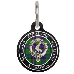 Médaillon Pour Animaux Armstrong Clan Badge & Tartan Personnalisé Personn