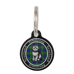Médaillon Pour Animaux Armstrong Tartan & Scottish Kitty Personnalisé