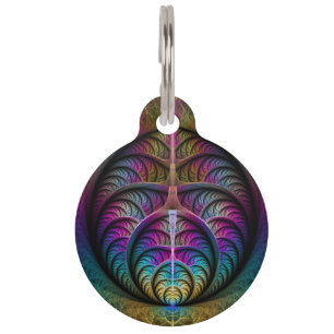 Médaillon Pour Animaux Art abstrait fractal coloré et psychédélique