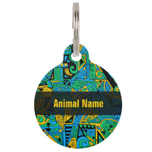 Médaillon Pour Animaux Art de motif peint à la main et numériquement 21