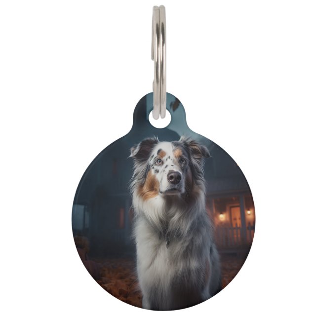 Médaillon Pour Animaux Australian Shepherd Halloween Épouvantable (Devant)