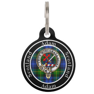 Médaillon Pour Animaux Badge et tartan personnalisés du clan Adam pour pe