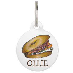 Médaillon Pour Animaux Bagel Capers Fromage à la crème Lox NYC Petit déje