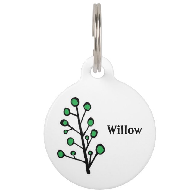 Médaillon Pour Animaux Balise Arbre de points verts (Devant)