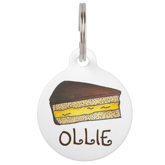 Médaillon Pour Animaux Balise Boston Cream Pie Slice Dessert Foodie Pet D (Devant)