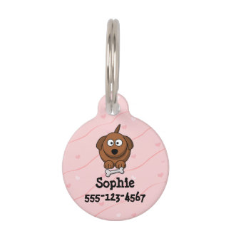 Médaillon Pour Animaux Balise Chien chien Coeurs roses