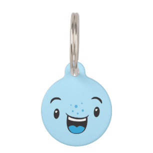 Médaillon Pour Animaux Balise Chien face Kawaii souriant bleu