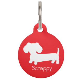Médaillon Pour Animaux Balise Dachshund Wiener Dog Bright Red ID Dog