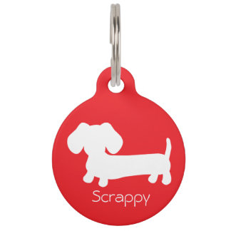 Médaillon Pour Animaux Balise Dachshund Wiener Dog Bright Red ID Dog