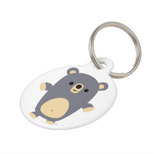 Médaillon Pour Animaux Balise de chien d'ours de caricature bleu mignon