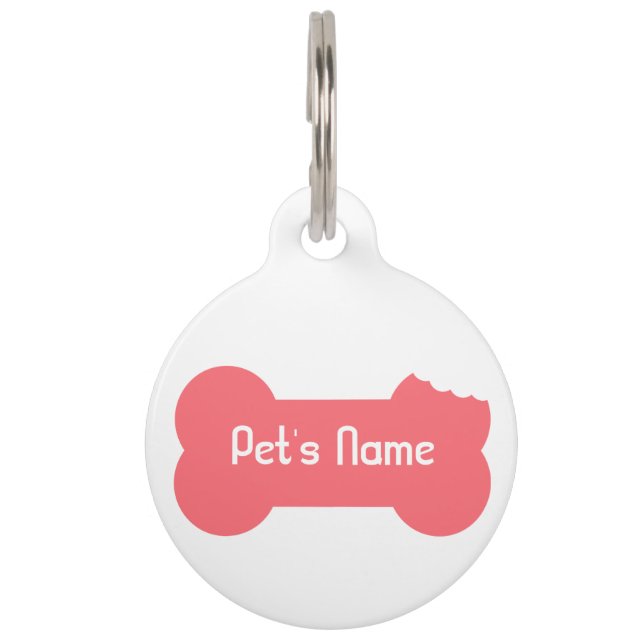Médaillon Pour Animaux Balise de chien personnalisé d'os à mâcher rose 5 (Devant)