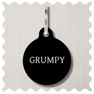 Médaillon Pour Animaux Balise de chien rond Grumpy personnalisée