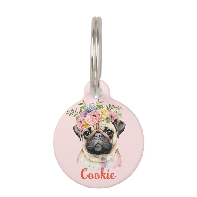 Médaillon Pour Animaux Balise de l'animal de compagnie rond carlin Dog Wa (Devant)