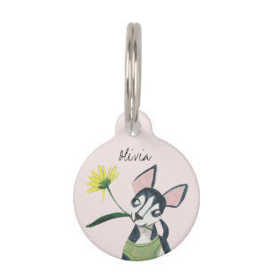 Médaillon Pour Animaux Balise de nom personnalisé de mignon chien rose de