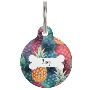 Médaillon Pour Animaux Balise de nom personnalisé Motif ananas avec anima