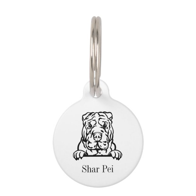 Médaillon Pour Animaux Balise de nom personnalisée pour chien Shar Pei (Devant)