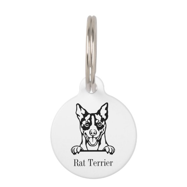 Médaillon Pour Animaux Balise de nom personnalisée Rat Terrier chien (Devant)