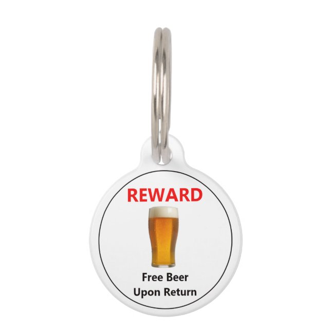 Médaillon Pour Animaux Balise de récompense de bière gratuite personnalis (Devant)
