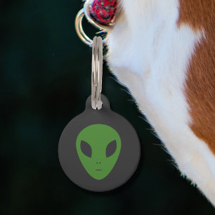 Médaillon Pour Animaux Balise de soucoupe volante et d'Alien vert