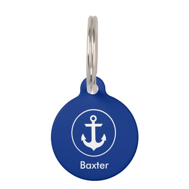 Médaillon Pour Animaux Balise de téléphone de chien personnalisé nautique (Devant)