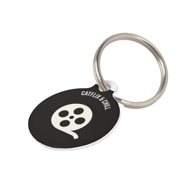 Médaillon Pour Animaux Balise d'identification de chat amusant - "Catflix (Côté )