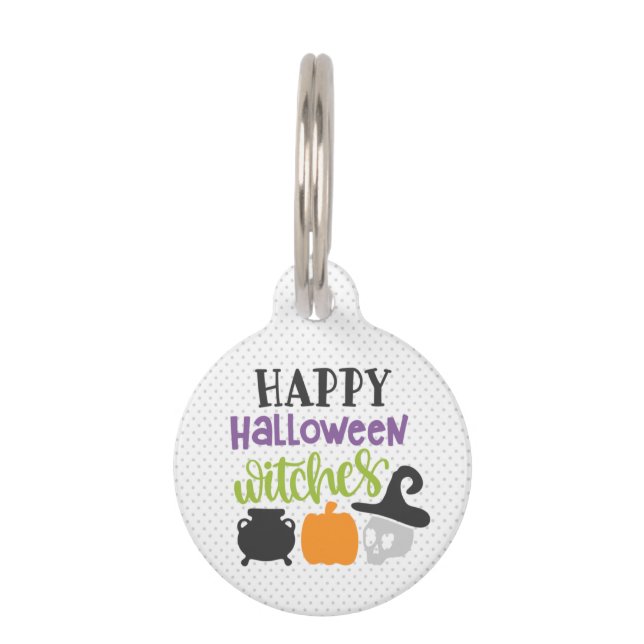 Médaillon Pour Animaux Balise d'identification des sorcières Halloween Ha (Devant)