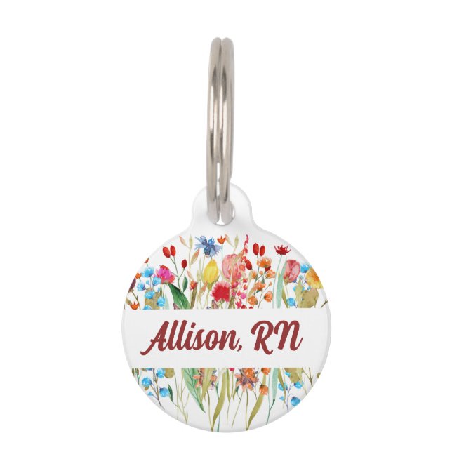 Médaillon Pour Animaux Balise d'identification du stéthoscope fleur sauva (Devant)