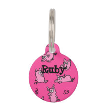 Balise ID animal de compagnie de porc rose