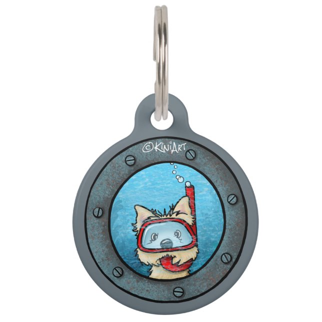 Médaillon Pour Animaux Balise ID animal de compagnie KiniArt Snorkel Cair (Devant)