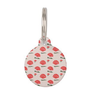 Médaillon Pour Animaux Balise ID chien de champignon rouge et blanc