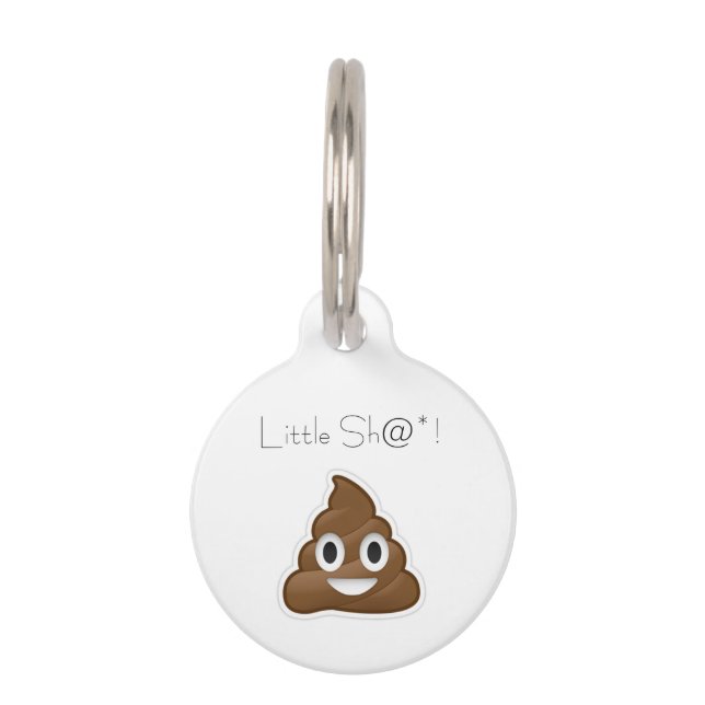 Médaillon Pour Animaux Balise ID d'animal de compagnie Little Poop Cute (Devant)