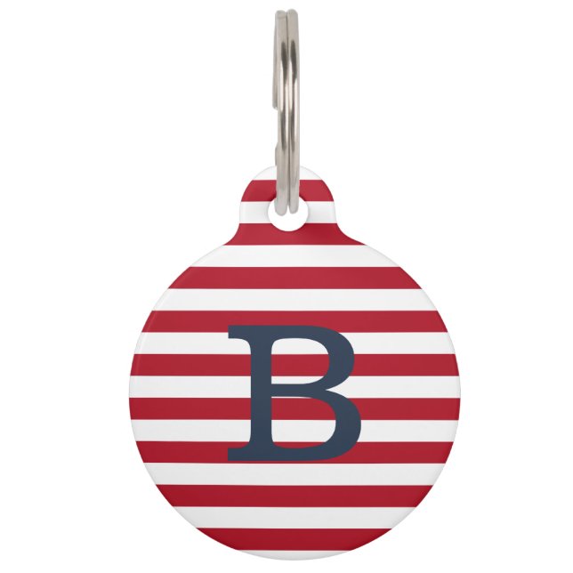 Médaillon Pour Animaux Balise ID de chien personnalisée Red Stripes (Devant)