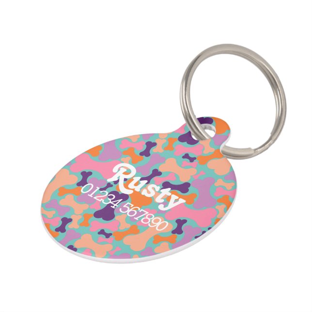 Médaillon Pour Animaux Balise ID de l'animal à motif osseux mignon (Côté )