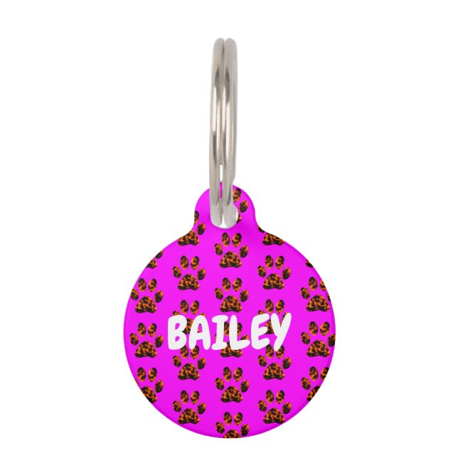 Médaillon Pour Animaux Balise Paquets boueux sur l'ID animal rose rond (Devant)