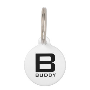 Médaillon Pour Animaux Balise personnalisée en noir et blanc pour petit c