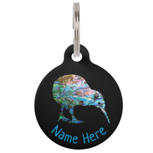MÉDAILLON POUR ANIMAUX BALISE PERSONNALISÉE NOUVELLE-ZÉLANDE KIWI PAUA