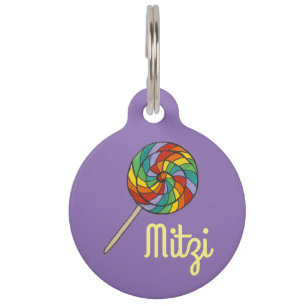 Médaillon Pour Animaux balise Rainbow Lollipop Purple Candy Pet Dog