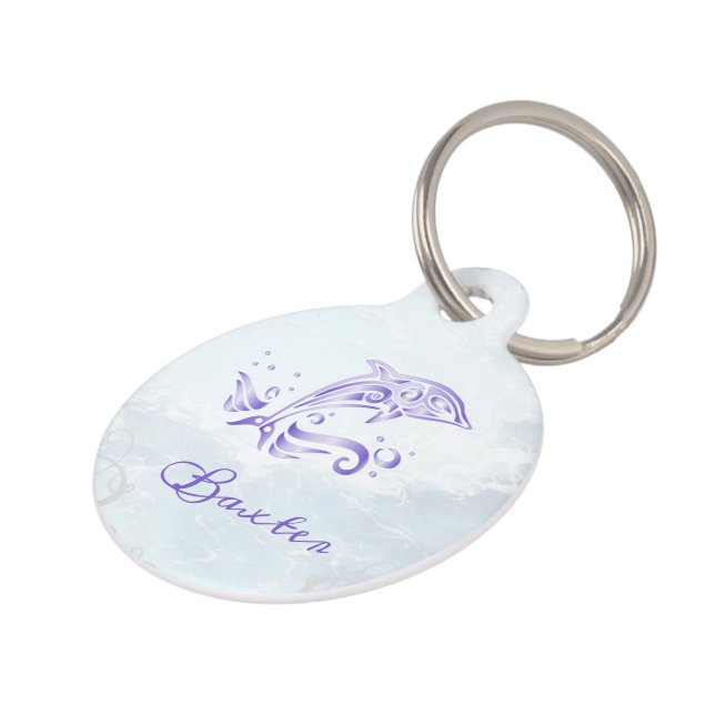 Médaillon Pour Animaux Balise rouge Dolphin Rond Animal (Côté )