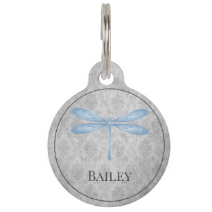 Médaillon Pour Animaux Balise rouge rouge dragonfly Damask Round Pet