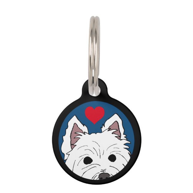 Médaillon Pour Animaux Balise "SHAGGY" Westie with Heart Custom Pet (Devant)