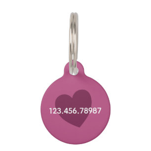Médaillon Pour Animaux Balise Trend Color - Pink Purple Berry Heart Pet I
