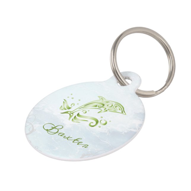 Médaillon Pour Animaux Balise verte Dolphin Round Pet (Côté )